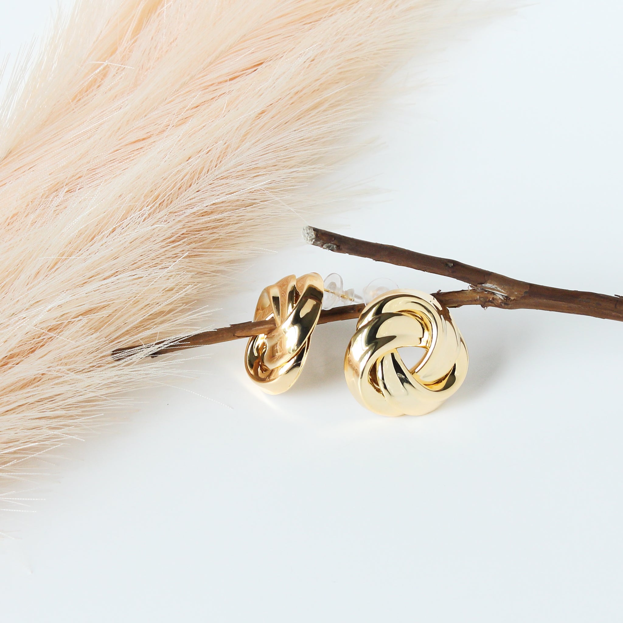 Rose - Twisted Gold Stud Earrings