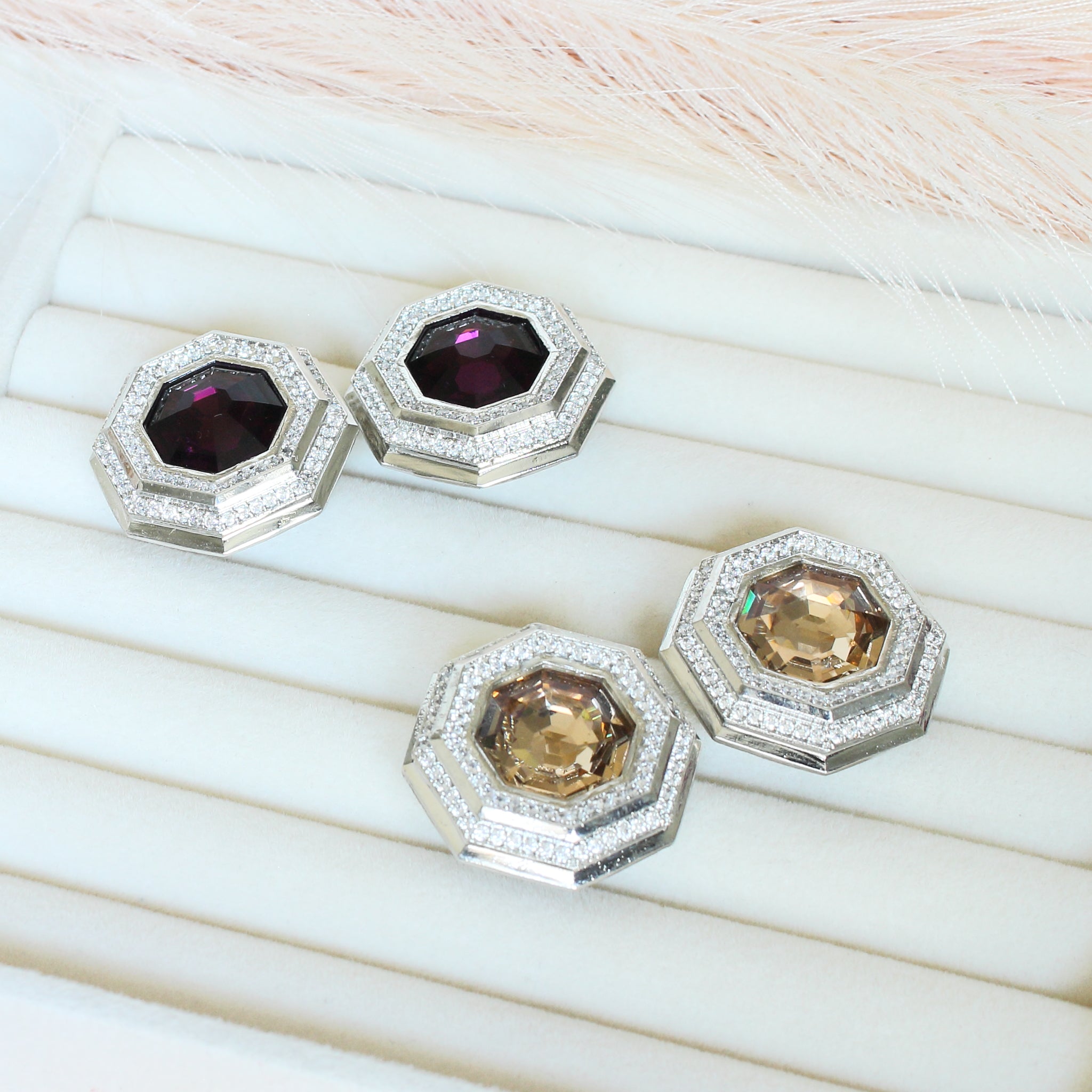 Galaxy - Zirconia Brass Geometric Stud Earrings